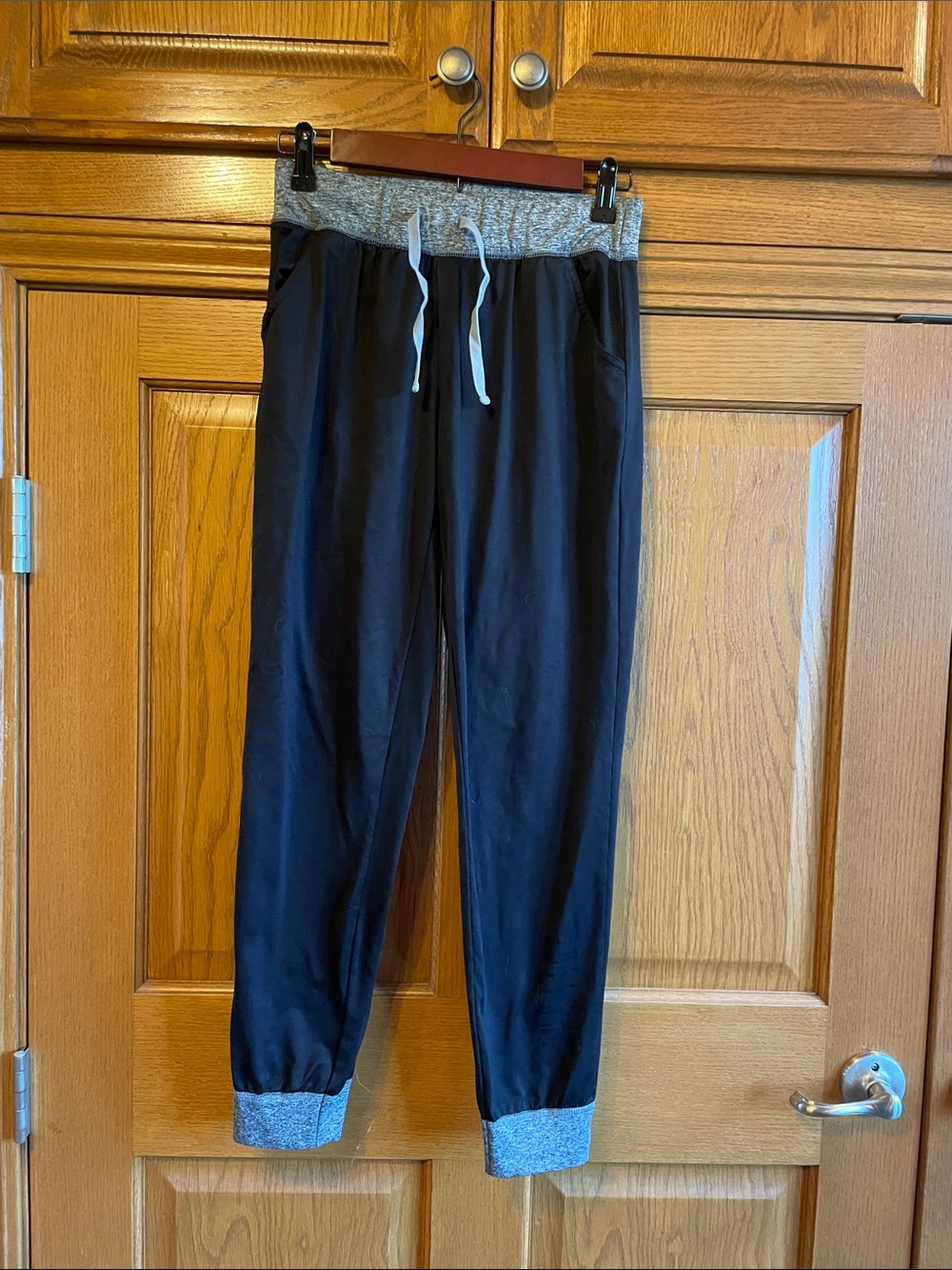Justice Black Joggers with Heather Gray Waistband & Cuffs
